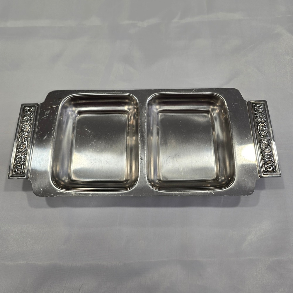 International Decorator Relish Tray 13.5in Silver Mid Century Stainless 18-8